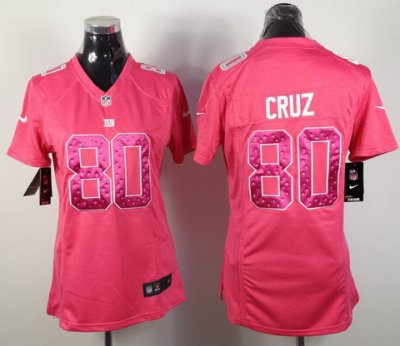 Women NEW New York Giants 80 Victor Cruz Pink Jerseys
