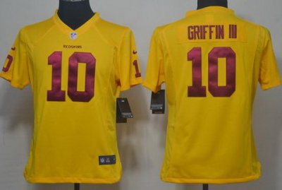 Women NEW Nfl Washington Redskins 10 Robert Griffin III Yellow Jerseys