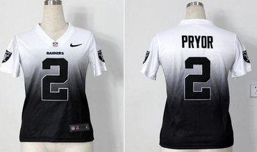 Women NEW Oakland Raiders #2 Terrelle Pryor White-Black Drift Fashion II NFL Jerseys