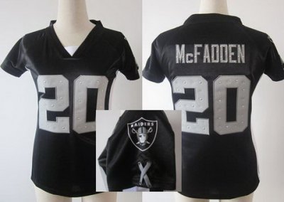 Women NEW NFL Oakland Raiders 20 Darren McFadden Black Womens Draft Him II Top Jerseys