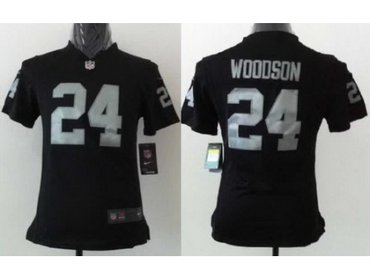 Women NEW Oakland Raiders 24 Charles Woodson Black NFL Jerseys