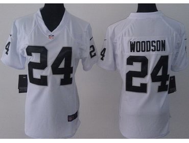 Women NEW Oakland Raiders 24 Charles Woodson White NFL Jerseys