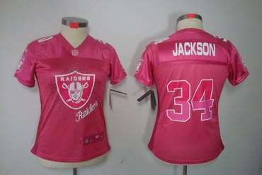 Women NEW Oakland Raiders 34 Bo Jackson Pink Color(2012 FEM FAN Elite Jerseys)