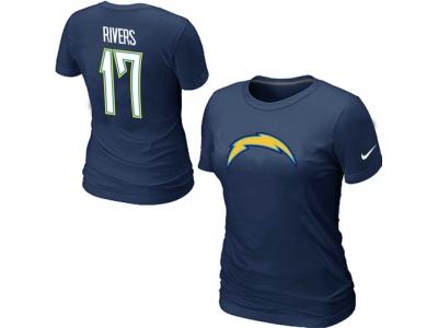 Women NEW San Diego Chargers #17 Phillip Rivers Name & Number T-Shirt D.Blue