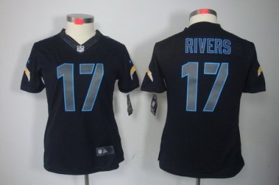 Women NEW San Diego Chargers 17# Philip Rivers Black Jerseys(Impact Limited)