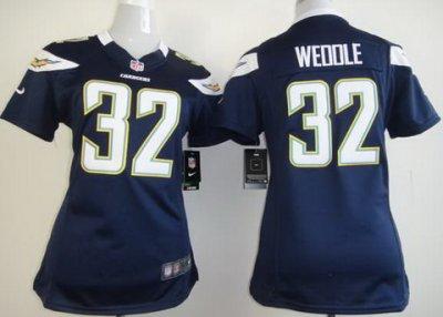 Women NEW San Diego Chargers 32 Eric Weddle Dark Blue Jerseys