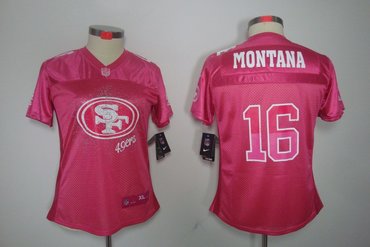 Women NEW San Francisco 49ers #16 joe Montana Pink Color(2012 FEM FAN Elite Jerseys)