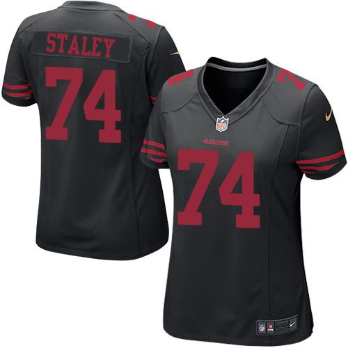 Women NEW San Francisco 49ers #74 Joe Staley Black Alternate Stitched NFL Elite Jersey