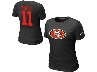 Women NEW San Francisco 49ers 11 SMITH Name & Number T-Shirt Black