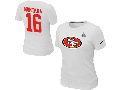 Women NEW San Francisco 49ers 16 Montana Name & Number Super Bowl XLVII T-Shirt White