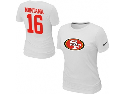 Women NEW San Francisco 49ers 16 Montana Name & Number T-Shirt White