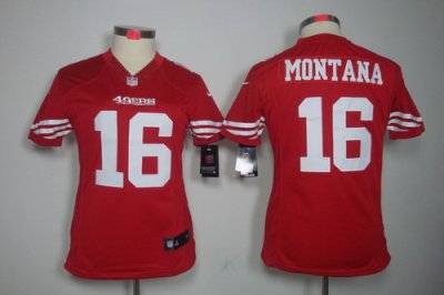 Women NEW San Francisco 49ers 16 joe Montana Red Jerseys