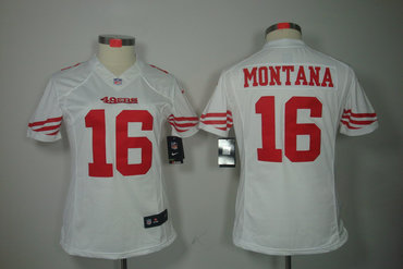 Women NEW San Francisco 49ers 16 joe Montana White Jerseys