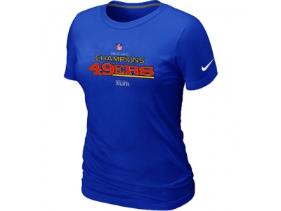 Women NEW San Francisco 49ers 2012 NFC Conference Champions Trophy Collection Long Blue T-Shirt