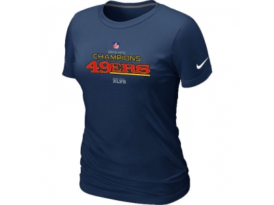 Women NEW San Francisco 49ers 2012 NFC Conference Champions Trophy Collection Long D.Blue T-Shirt