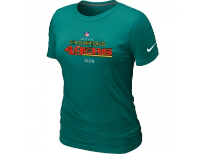Women NEW San Francisco 49ers 2012 NFC Conference Champions Trophy Collection Long L.Green T-Shirt