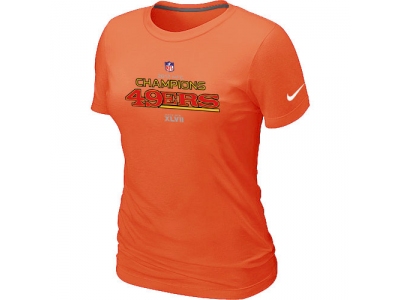 Women NEW San Francisco 49ers 2012 NFC Conference Champions Trophy Collection Long Orange T-Shirt