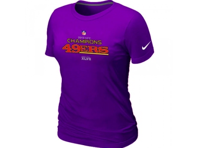 Women NEW San Francisco 49ers 2012 NFC Conference Champions Trophy Collection Long Purple T-Shirt