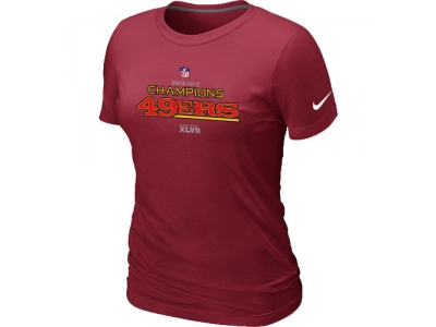 Women NEW San Francisco 49ers 2012 NFC Conference Champions Trophy Collection Long Red T-Shirt