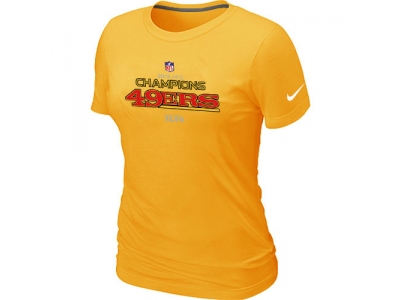 Women NEW San Francisco 49ers 2012 NFC Conference Champions Trophy Collection Long Yellow T-Shirt
