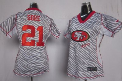 Women NEW San Francisco 49ers 21 Frank Gore FEM FAN Zebra NFL Jerseys