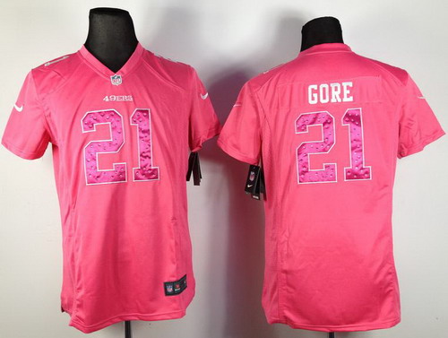 Women NEW San Francisco 49ers 21 Frank Gore Pink NFL Jerseys