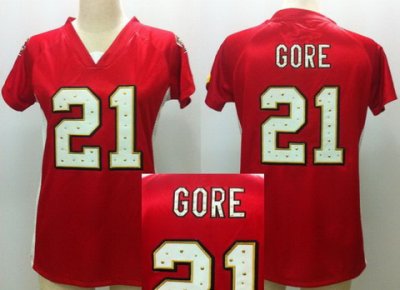 NFL Women NEW San Francisco 49ers 21 Frank Gore Red Womens Draft Him II Top Jerseys