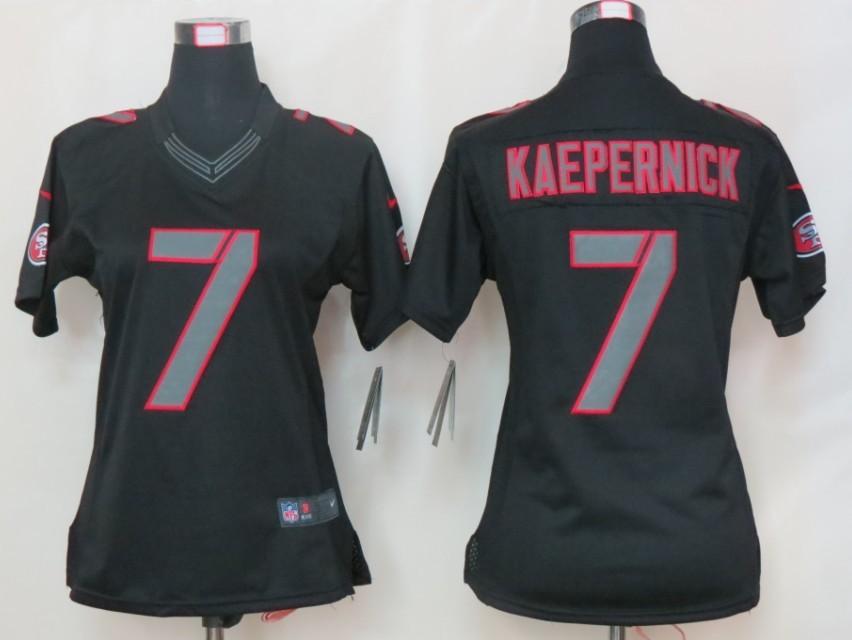 Women NEW San Francisco 49ers 7 Colin Kaepernick Black Jerseys(Impact Limited)
