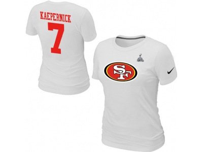 Women NEW San Francisco 49ers 7 Kaepernick Name & Number Super Bowl XLVII T-Shirt White