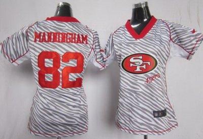 Women NEW San Francisco 49ers 82 Mario Manningham FEM FAN Zebra Jerseys