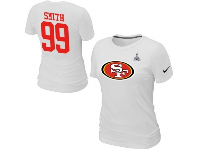 Women NEW San Francisco 49ers 99 SMITH Name & Number Super Bowl XLVII T-Shirt White
