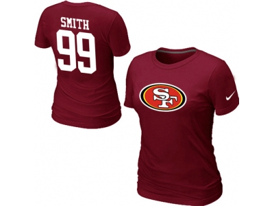 Women NEW San Francisco 49ers 99 SMITH Name & Number T-Shirt Red
