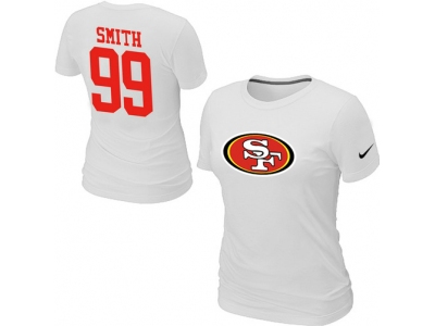 Women NEW San Francisco 49ers 99 SMITH Name & Number T-Shirt White