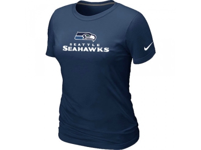 Women NEW Seattle Seahawks Sideline Legend Authentic Font T-Shirt D.Blue