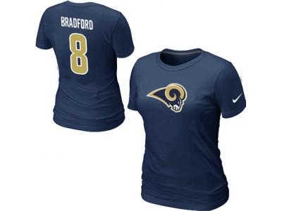 Women NEW St. Louis Rams #8 Sam Bradford Name & Number T-Shirt Blue