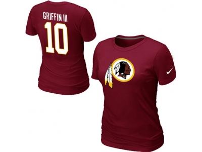 Women NEW Washington Redskins #10 Robert Griffin III Name & Number T-Shirt Red