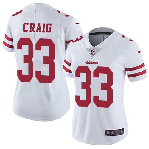 Women NFL 49ers #33 Roger Craig White Vapor Untouchable Limited Jersey