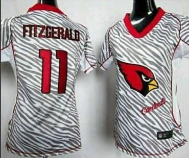 Women NFL Arizona Cardicals #11 Larry Fitzgerald Zebra NFL Jersey