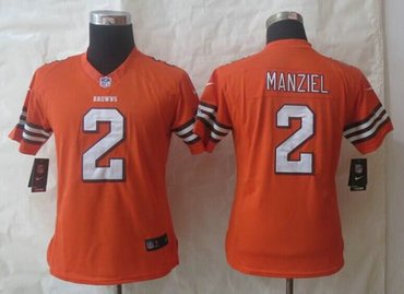 Women NFL Cleveland Browns #2 Johnny Manziel Orange NFL Jersey