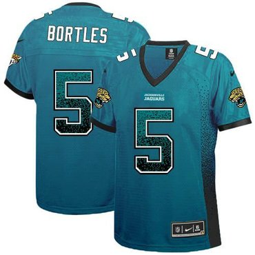 Women NFL Jacksonville Jaguars #5 Blake Bortles Teal Green Team Color NFL Elite Drift Fashion Jersey