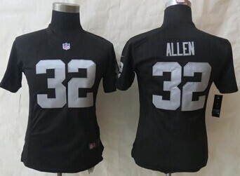 Women NFL Oakland Raiders #32 Marcus Allen Black Team Color Jersey