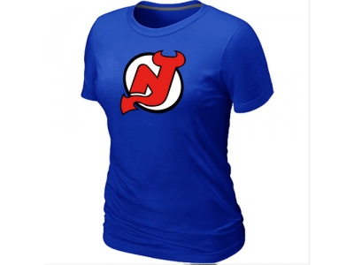 Women NHL New Jersey Devils Big & Tall Logo Blue T-Shirt