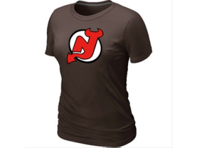 Women NHL New Jersey Devils Big & Tall Logo Brown T-Shirt