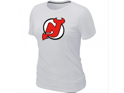 Women NHL New Jersey Devils Big & Tall Logo White T-Shirt