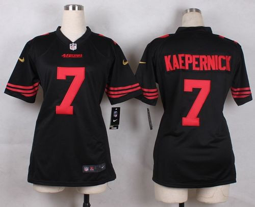 Women New 49ers #7 Colin Kaepernick Black Alternate Stitched NFL Elite Jersey
