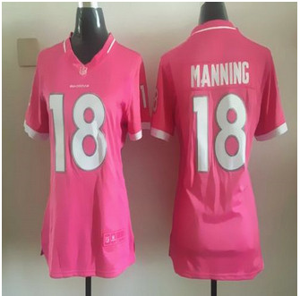 Women New Broncos #18 Peyton Manning Pink NFL Elite Bubble Gum Jersey