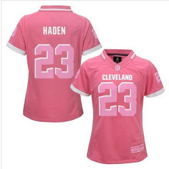 Women New Browns #23 Joe Haden Pink NFL Elite Bubble Gum Jersey
