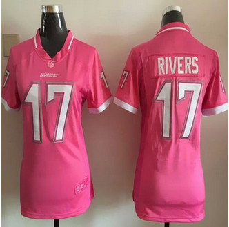 Women New Chargers #17 Philip Rivers Pink NFL Elite Bubble Gum Jersey