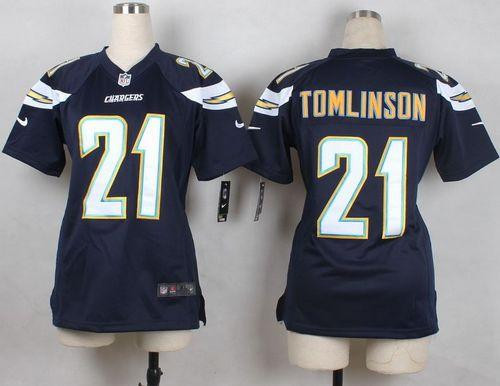 Women New Chargers #21 LaDainian Tomlinson Navy Blue Team Color Stitched NFL jersey