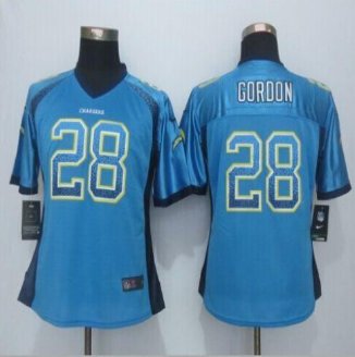 Women New Chargers #28 Melvin Gordon Electric Blue Alternate Stitched NFL Elite jersey